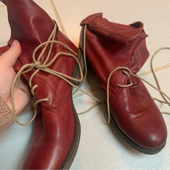 Miz Mooz Lilly Ankle Boots Red 100% Leather 8 - Picture 6 of 11